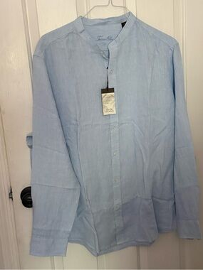 Tasso Elba Men's Light Blue Band Collar Shirt